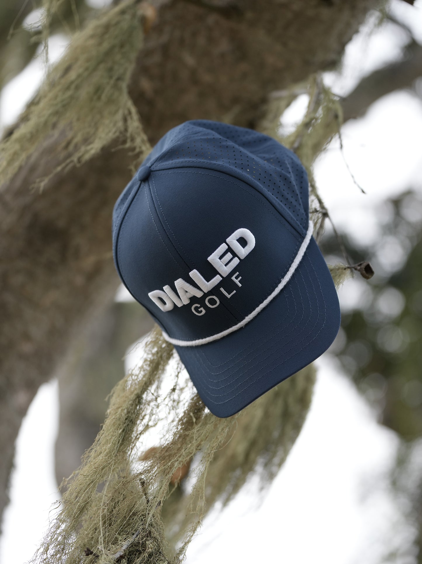 Dialed Logo Blue structured golf hat with embroidered Dialed Golf wordmark